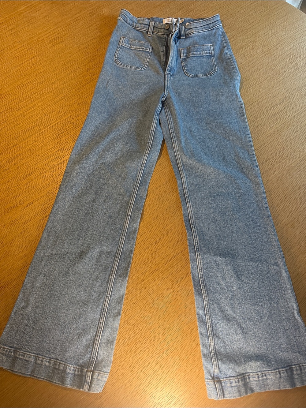 & Other Stories Paris Atelier Wide Leg Jeans Size 28 Light Wash